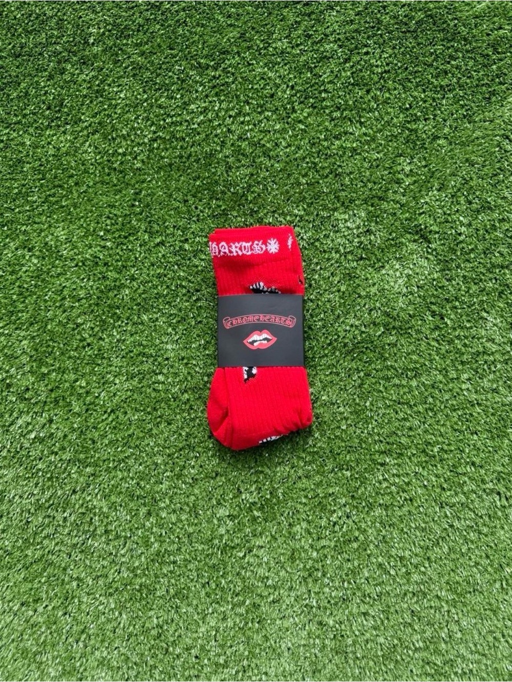 Red Graphic Crew Socks - Unknown Brand